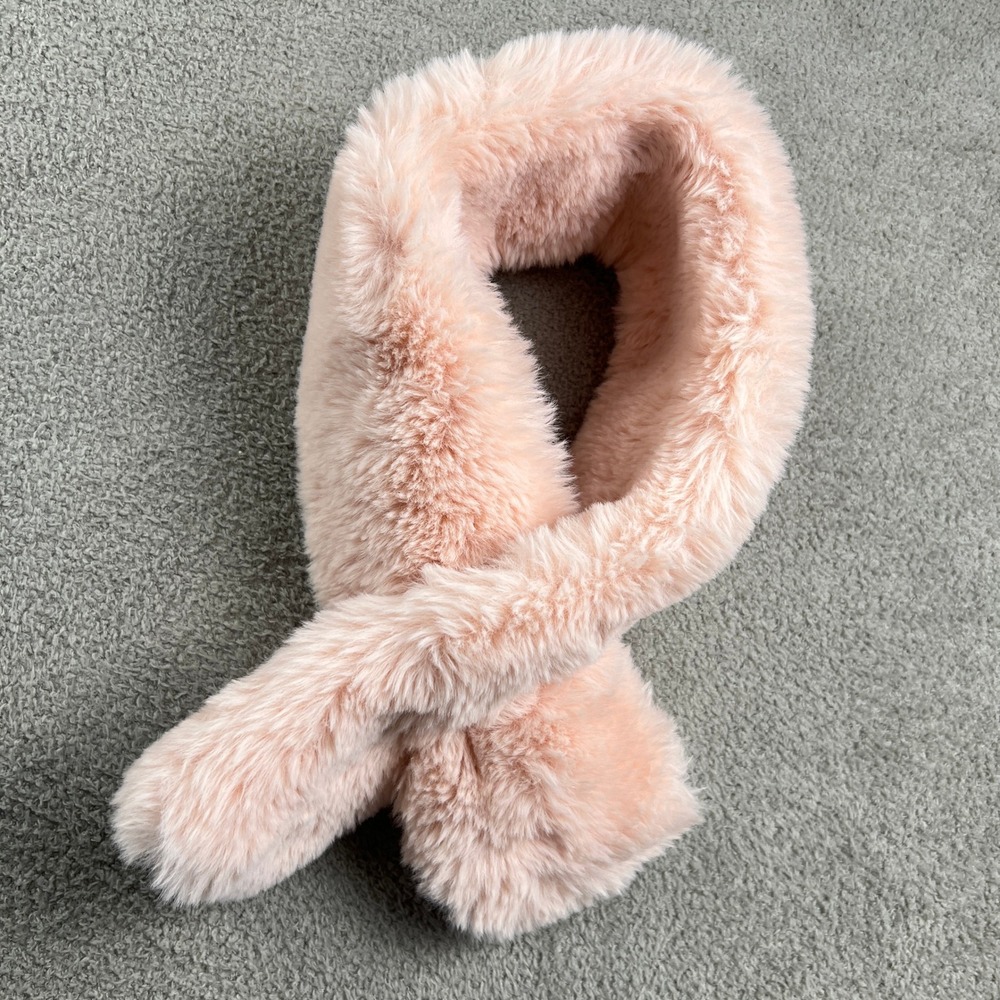 Cashmere Pink 100%‎ Virgin Wool Plush Faux Fur Scarf 34x5 Sky Elegant Luxury